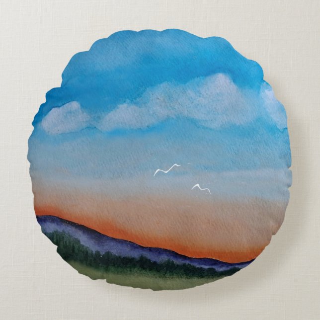 Graceful Gloing Hills Rundes Kissen (Vorderseite)