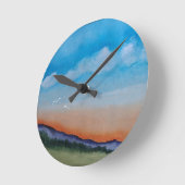 Graceful Glows Sunset Hills Runde Wanduhr (Winkel)