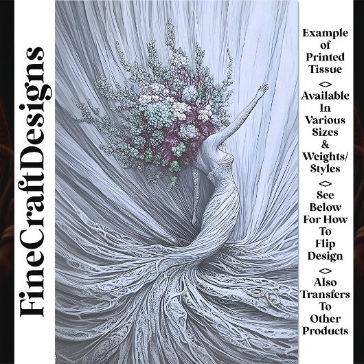 Graceful Golden Woman Blumenkrone W3 Decoupage Seidenpapier