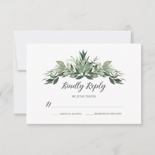 Graceful Greenerity Wedding RSVP Card Karte (Vorderseite)