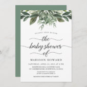 Graceful Greenery Baby Dusche Einladung (Vorne/Hinten)