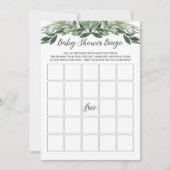 Graceful Greenery Baby Shower Bingo Game Card Einladung (Vorderseite)