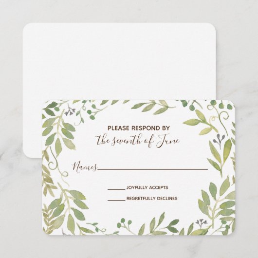 Graceful Greenery Reply Card RSVP Karte (Vorne/Hinten)