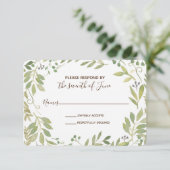 Graceful Greenery Reply Card RSVP Karte (Stehend Vorderseite)