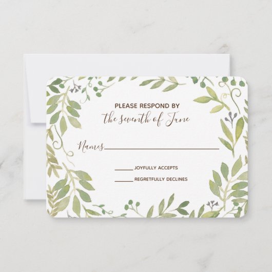 Graceful Greenery Reply Card RSVP Karte (Vorderseite)