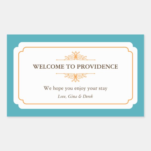 Graceful Grenze orange blau aus der Stadt Geschenk Rechteckiger Aufkleber (Vorderseite)