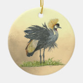 Graceful handgemalt Gray Crowned Crane Keramik Ornament (Vorne)