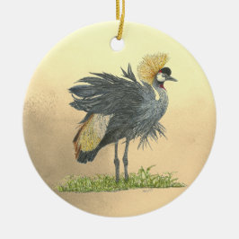 Graceful handgemalt Gray Crowned Crane Keramik Ornament