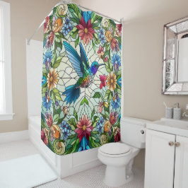 Graceful Hummingbird mit festem Glaseffekt Duschvorhang