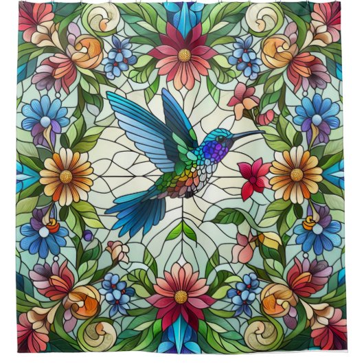Graceful Hummingbird mit festem Glaseffekt Duschvorhang (Vorderseite)