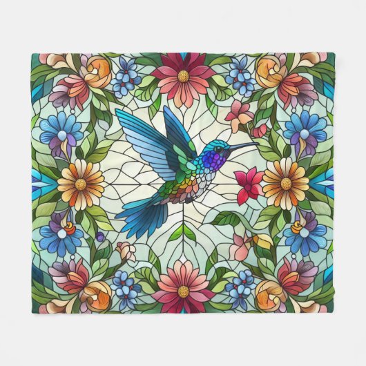 Graceful Hummingbird mit festem Glaseffekt Fleecedecke (Vorderseite (Horizontal))