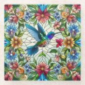 Graceful Hummingbird mit festem Glaseffekt Glasuntersetzer (Vorderseite)