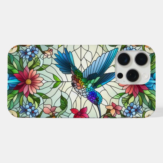 Graceful Hummingbird mit festem Glaseffekt iPhone Hülle (Rückseite (Horizontal))