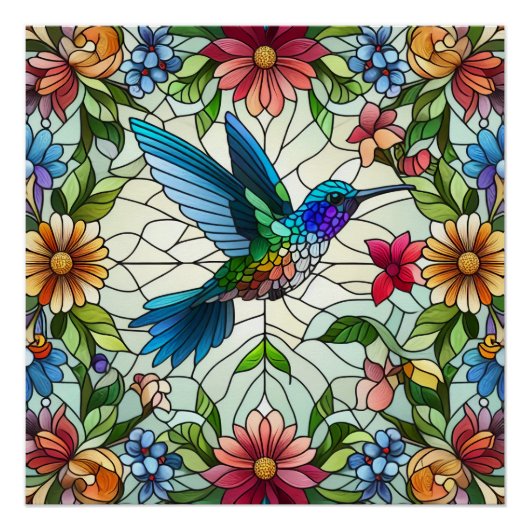 Graceful Hummingbird mit festem Glaseffekt Poster (Vorderseite)