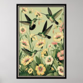 Graceful Hummingbirds Under Golden Lilies Poster (Vorne)