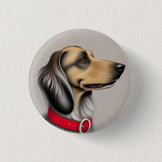 Graceful Hund mit rotem Collar gepolsterten Seiten Button (Vorderseite)