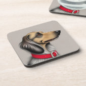 Graceful Hund mit rotem Collar gepolsterten Seiten Getränkeuntersetzer (Linke Seite)