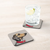 Graceful Hund mit rotem Collar gepolsterten Seiten Getränkeuntersetzer (Rechte Seite)