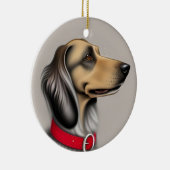 Graceful Hund mit rotem Collar gepolsterten Seiten Keramik Ornament (Rechts)