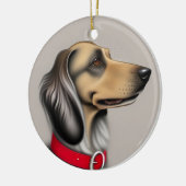 Graceful Hund mit rotem Collar gepolsterten Seiten Keramik Ornament (Links)