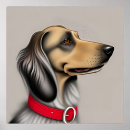 Graceful Hund mit rotem Collar gepolsterten Seiten Poster
