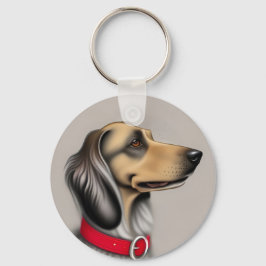 Graceful Hund mit rotem Collar gepolsterten Seiten Schlüsselanhänger