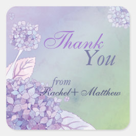 Graceful Hydrangeas Wedding Vielen Dank Quadratischer Aufkleber