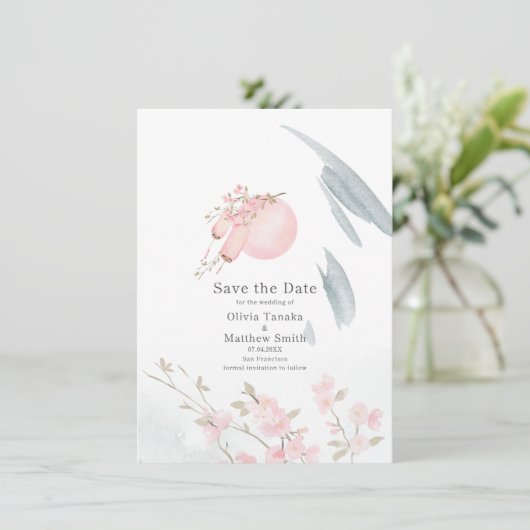 Graceful Japanisches Boot in Mondlicht Save The Date (Stehend Vorderseite)