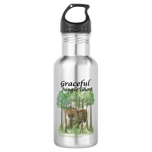 Graceful Jungle Ghost Leopard Edelstahlflasche (Vorderseite)