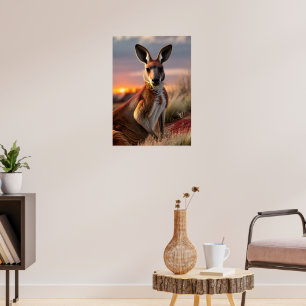 Graceful Kangaroo bei Sonnenuntergang Poster