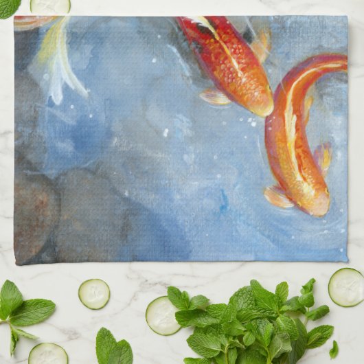 Graceful Koi II Geschirrtuch (Gefaltet)