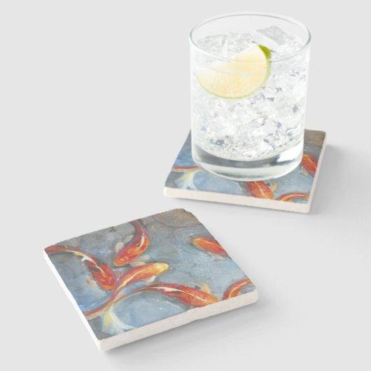 Graceful Koi II Steinuntersetzer (Seitenansicht)