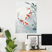"Graceful Koi: Illustration des Serenischen Wasser Poster (Heimbüro)