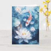 Graceful Koi mit Friedlichem Wasser Karte (Gelbe Blume)