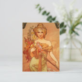 Graceful Lady mit Blume Vintage Postkarte (Stehend Vorderseite)