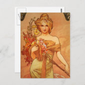 Graceful Lady mit Blume Vintage Postkarte (Vorne/Hinten)