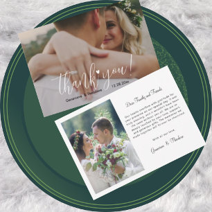 Graceful Liebe Heart Wedding Foto Chic Script Dankeskarte