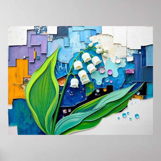 Graceful Lily of the Valley in Modern Abstrakt Sty Poster (Vorne)