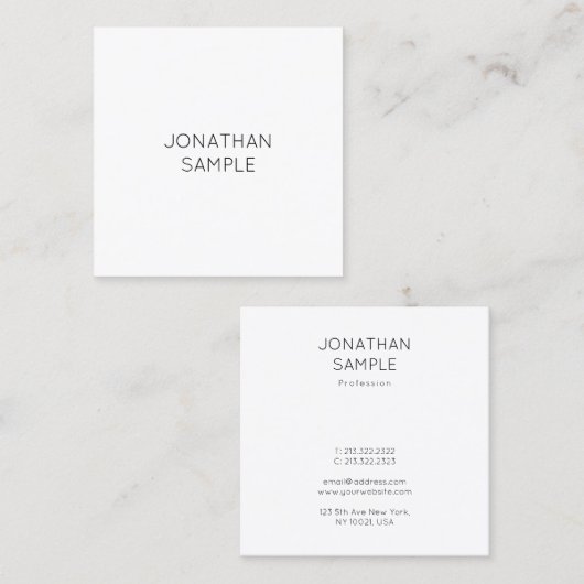 Graceful Minimalistisch Square Design Moderner Lux Quadratische Visitenkarte (Vorne/Hinten)