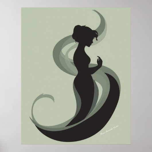 Graceful Minimalistisch Woman Silhouette - Modern Poster (Vorne)