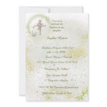 Graceful mit Soft Green Taufen Einladung