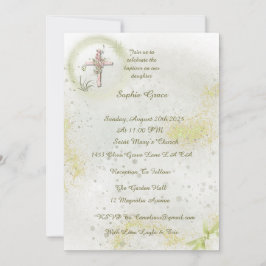 Graceful mit Soft Green Taufen Einladung