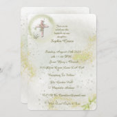 Graceful mit Soft Green Taufen Einladung (Vorne/Hinten)