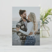 Graceful Modern Calligraphy Full Foto Save The Date (Stehend Vorderseite)