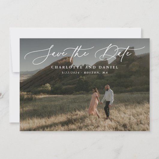 Graceful Modern Calligraphy Full Foto Save The Date (Vorderseite)