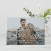 Graceful Modern Calligraphy Full Foto Save The Date (Stehend Vorderseite)