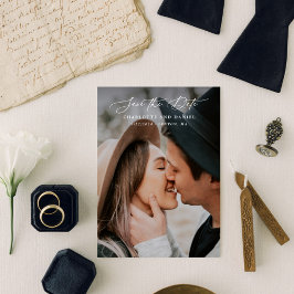 Graceful Modern Calligraphy Full Foto Save The Date