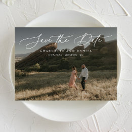 Graceful Modern Calligraphy Full Foto Save The Date