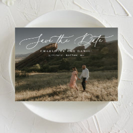 Graceful Modern Calligraphy Full Foto Save The Date