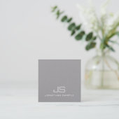 Graceful Modern Monogram Premium Gray Schlicht Lux Quadratische Visitenkarte (Stehend Vorderseite)